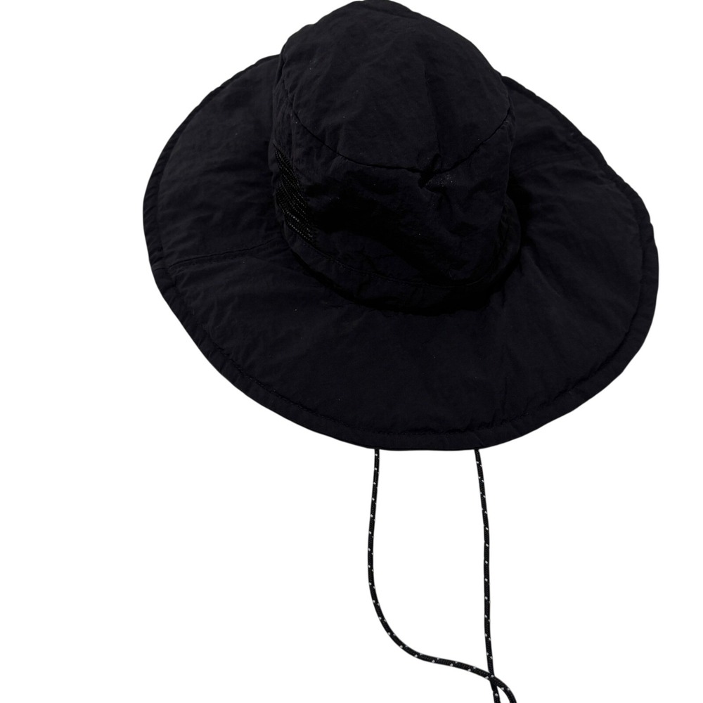 Zara Black Nylon Wide Brim Sun Hat Mesh Vents Adjustable Chin Strap Small Medium